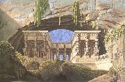 Karl friedrich schinkel The Portico of the Queen of the Night-s Palace,decor for Mozart-s opera Die Zauberflote Spain oil painting artist